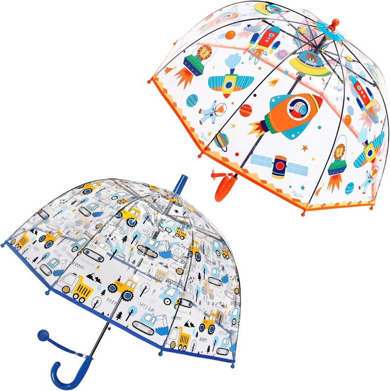 RONIARE 2 Pack Kids Clear Umbrellas for Rain Dome Bubble Umbrella Windproof for Toddler Boys Girls - Image 1